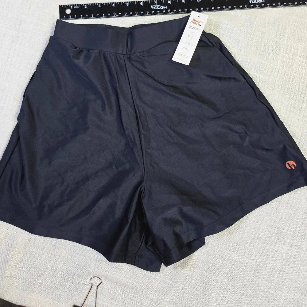 Honey Mark Black Swim Shorts All-In-One Cover-Up Water Resistant XXS